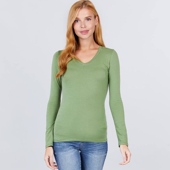 Cotton Jersey V-Neck Top - Picture 12 of 16